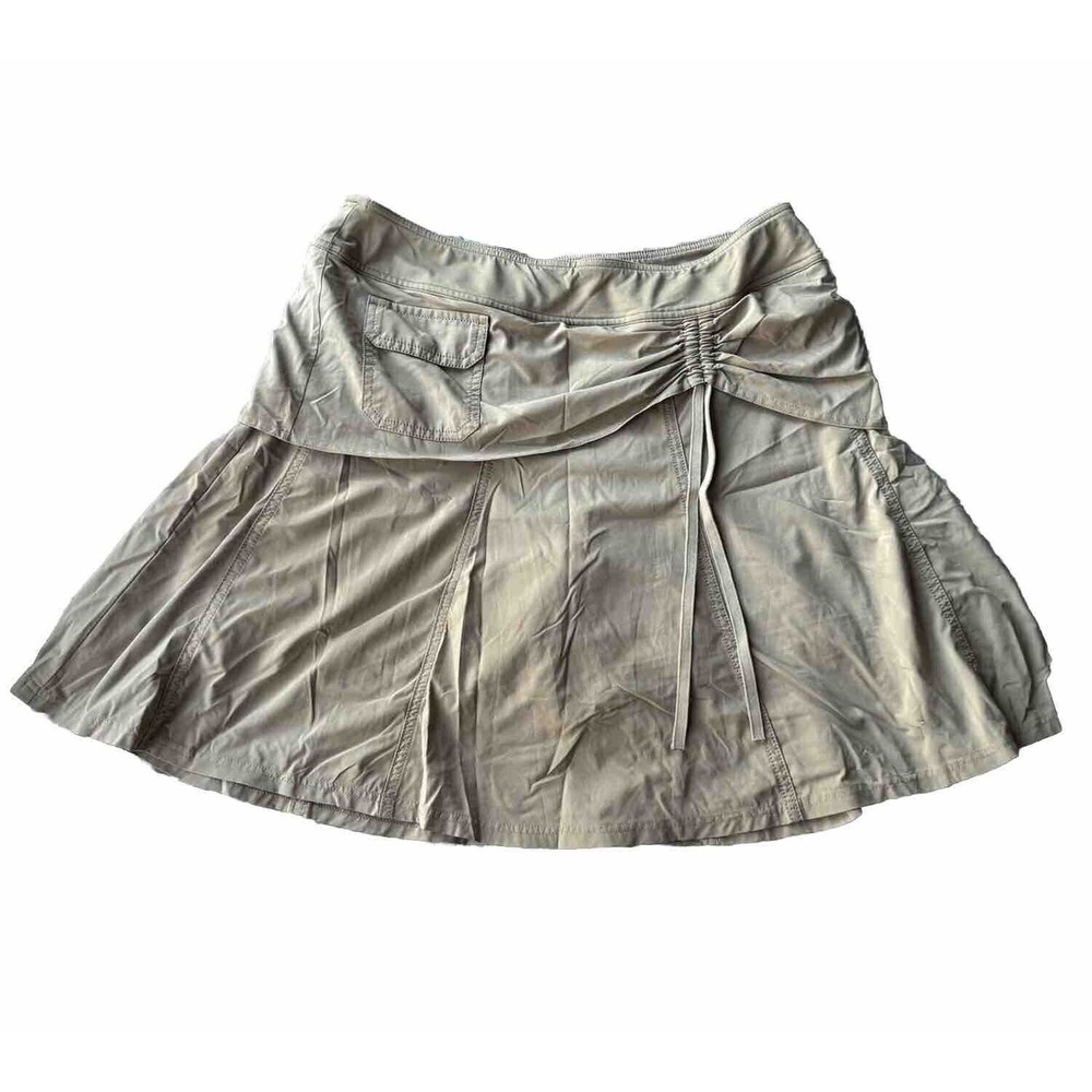 Athleta Skort Sz 12 Tan Tennis Golf Skirt Shorts Sports Casual Tie Summer Fun